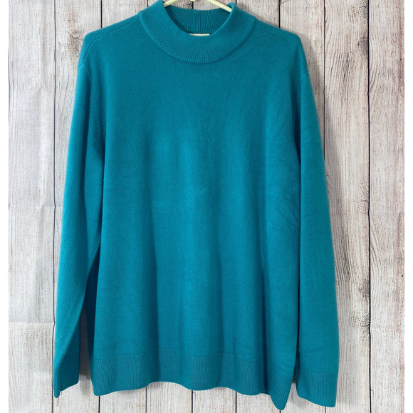 Appleseeds Teal Blue Lightweight Mock Turtleneck Sweater 3X New - Picture 1 of 5